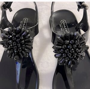 Coach Hilda jelly sandals Black floral beaded accent Great condition! Size 7